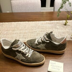 Golden Goose Olive and Silver Ballstars